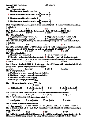 Toán 11 - Đề ôn tập 1